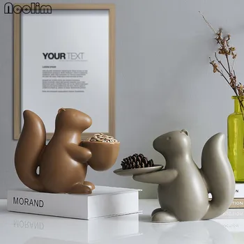 

NOOLIM 1 Pc Cute European Creative Ceramic Squirrel Dry Fruit Furnishing Article Home Bar Decor Ornaments Craft Gifts