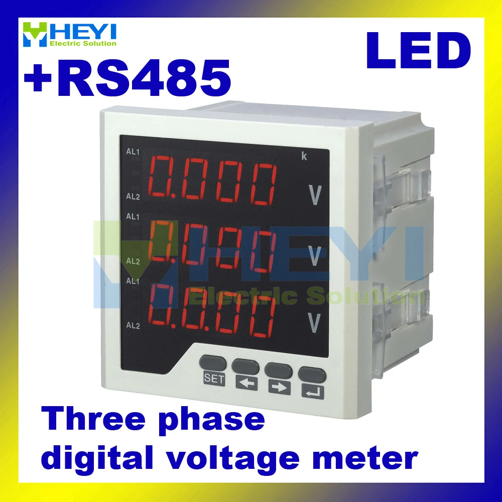 3 фазы светодиодный цифровой вольтметр переменного тока, HY-3AV цифровой измеритель напряжения с RS485 связи