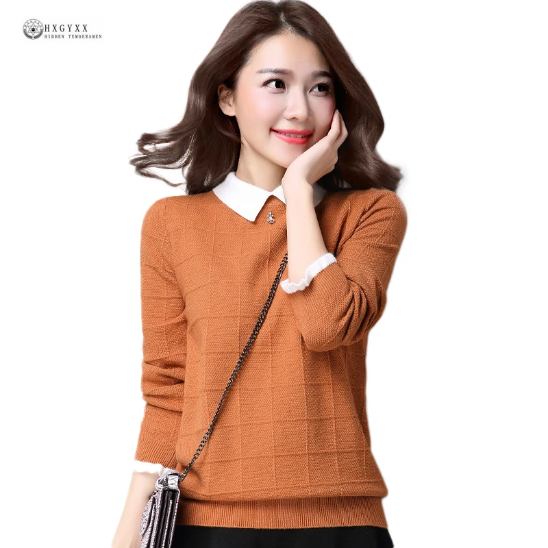 

Pullovers Women 2019 Autumn New Plus Size Casual Knitted Tops Female Solid Color Long Sleeves Cashmere Pullover Sweaters OK848