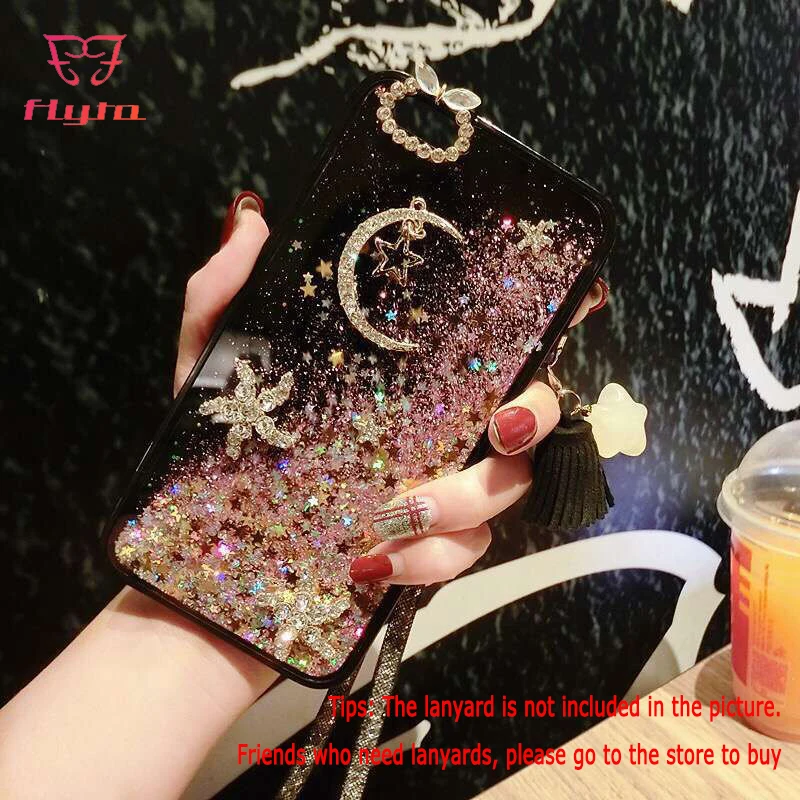 Чехол FlyTo для IPhone 7 8 Plus чехол со стразами с зыбучим песком телефона 6 6S 5 флип-чехол X