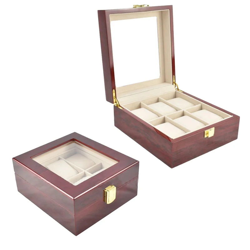 

2019 New 6 Grids wooden Watch Case Box Casing for Hours Sheath for Hours Box for hours Watch