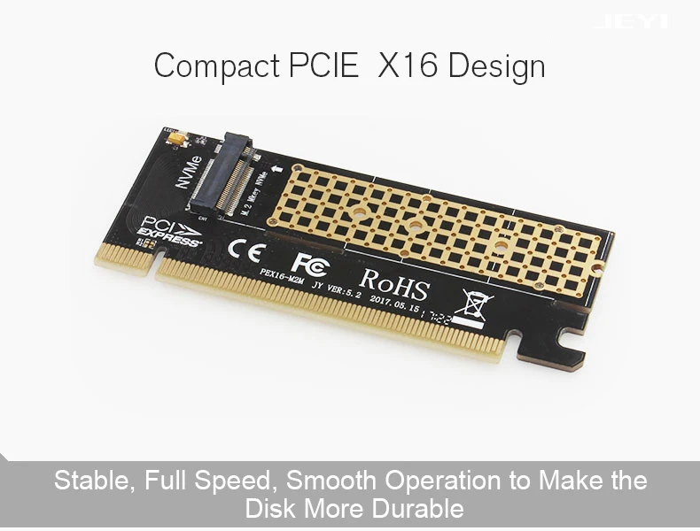 JEYI Cool Swift NVME M.2 X16 PCI-E Riser Card 2280 теплопроводность кремниевые пластины охлаждения пыленепроницаемый алюминиевый лист золотой стержень
