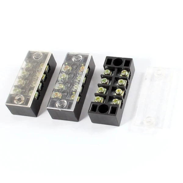 

3/4/5/6/10/12 Positions 600V 15A Dual Rows Covered Barrier Screw Terminal Block Strip 3pcs/lot