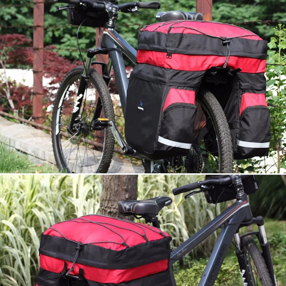 Perfect ROSWHEEL 60L Waterproof Mountain Road Bicycle Bike Bag Cycling Luggage Rear Rack Tail Seat Trunk Container Pannier Rain Cover 9