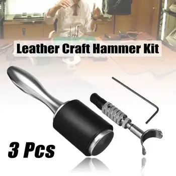 

New Leather Working Saddle Making Tools Set Craft Hammer + Swivel Carving Knife Kit