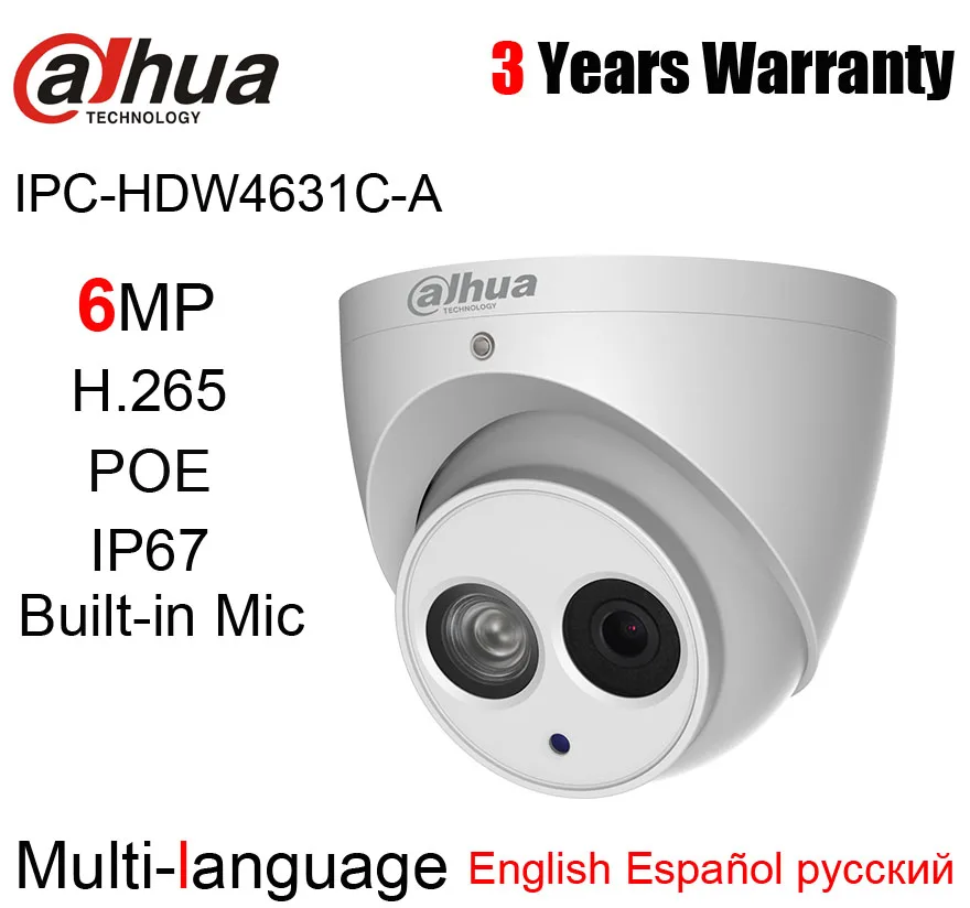 

Dahua IPC-HDW4631C-A IP Camera IR 50M H.265 Built-in microphone POE network replace IPC-HDW4431C-A ipc-hdw4433c-a cctv camera