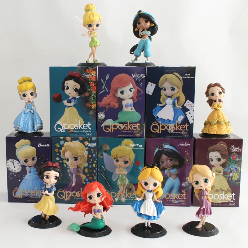 

Q Posket Princess Doll Aurora Alice Mermaid Tinkerbell Wonder Woman Harley Quinn QPosket Characters Figure Model Girl Toys Gifts