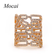 Mocai Vintage Plated Hollow Wide Punk Party Finger Rings Luxury Cubic Zirconia Micro Setting Stunning Jewelry Accessory zk50