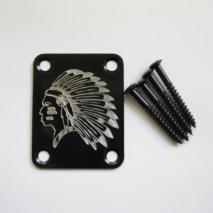 

Free shipping metal neck plate hand engraving Indian pattern electric guitar neckplate for personality guitar