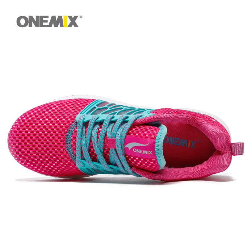 ONEMIX женские кроссовки для Для женщин сетки мягкие кроссовки белый Zapatillas Спорт Бег Прогулочные кроссовки Бесплатная доставка 5,0