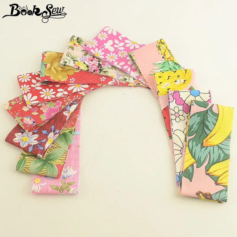 Booksew хлопок поплин Ткань розовый и красный желе рулонов полосы 12 шт./лот 5 см x 50