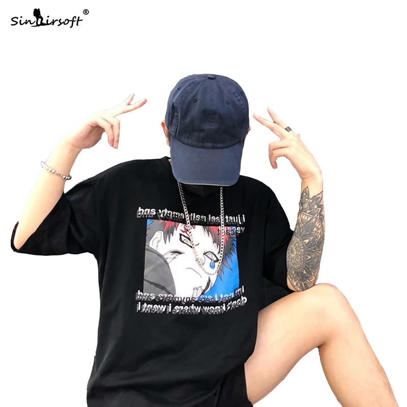 

Cotton Couple T Shirt Women Casual Short Sleeve Tees Cartoon Pattern Printing Naruto Gaara Cosplay Tops Clothing Female Summer