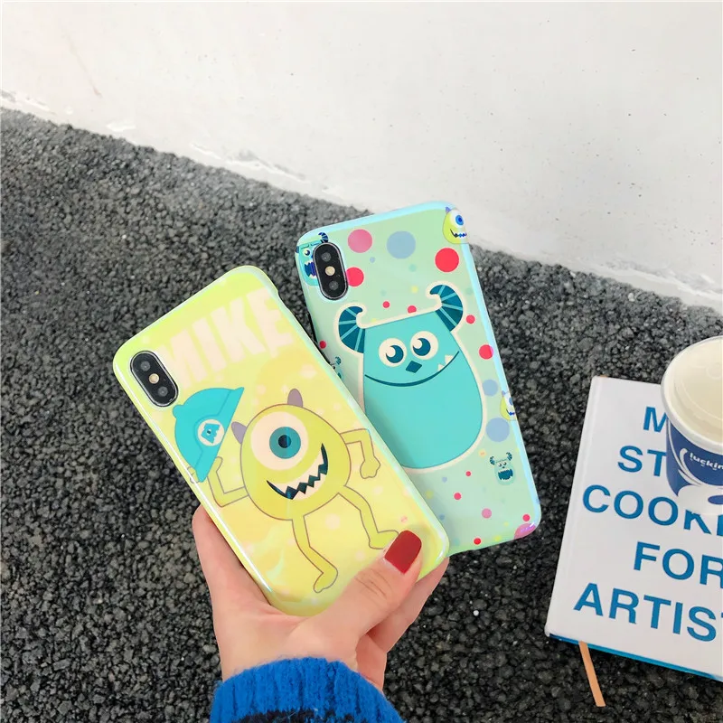 Cartoon For iPhone 11 11pro case Blue Ray Sulley doll Mr.Q Glossy Soft shell IMD Cases xs max xr 8 7 6 plus |