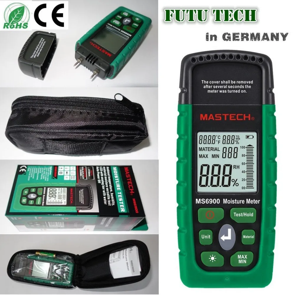 

Mastech MS6900 Portable Digital Timber Wood Moisture Meter LCD Hygrometer Temperature meter Humidity Meter Tester
