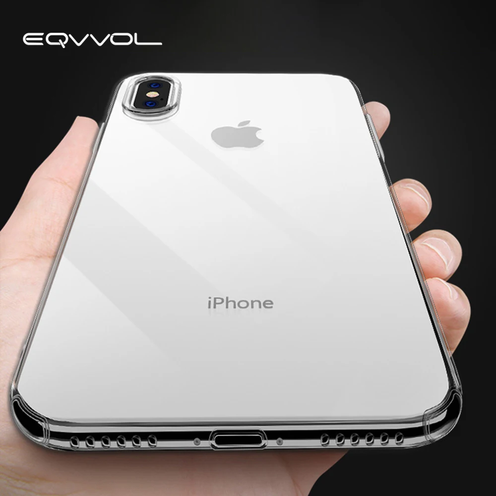 

Eqvvol New Ultra Thin Transparent Case For iPhone 8 7 Plus 6 6s Full Cover Soft TPU Case For iPhone X XS MAX XR 11 9 Phone Coque