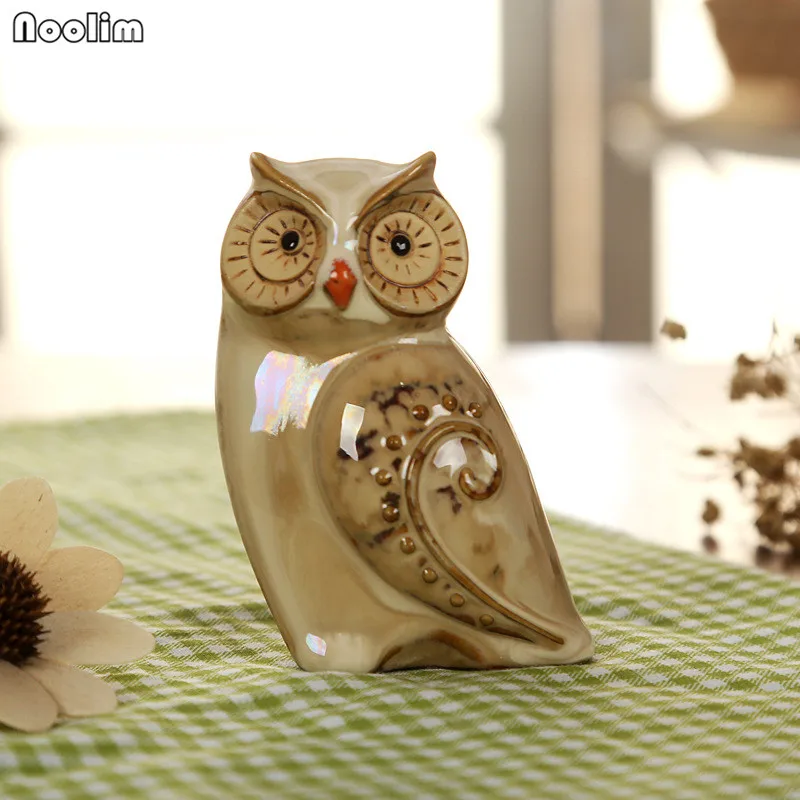 NOOLIM 3pcs/Set Owl Family Figurines Miniatures Lovely Ornament Home Decor Creative Animal Crafts Home Decor Accessories Gift