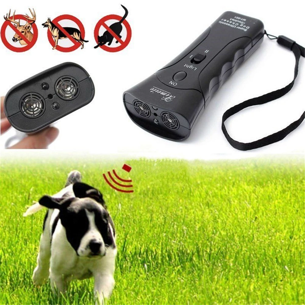 Ultrasonic Dog Chaser Stop Aggressive Animal Attacks Repeller Pet Trainer With Flashlight