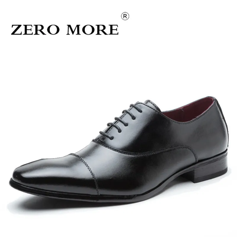 

ZERO MORE Mens Shoes Casual Formal Brown Dress Office Square Toe Design Split Leather Work Shoes Men 2019 Lace Up Oxfords Shoes