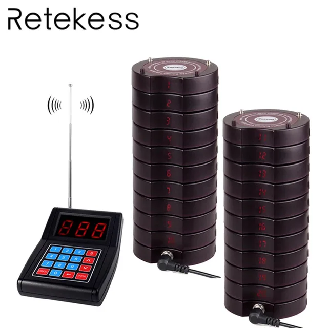 RETEKESS Restaurant Pager Buzzer Quiz Call System Beeper 999 Channel Wireless Calling Paging
