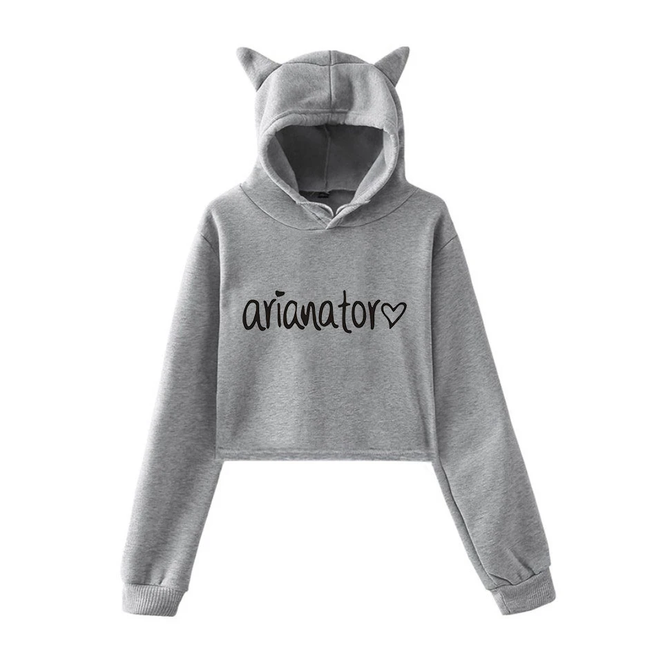  Ariana Grande Dangerous Woman Crop Tops Girl Kawaii Hooded Women 2019 Harajuku Hip Hop Hoodies Swea