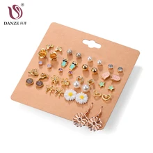 DANZE 20 пар/компл. очарование Кристаллы серьги-гвоздики Комплект сережек для женщин сердечек и изображением персонажей мультфильма «жемчуг крест цветы серьги металлические шарики ювелирных изделий