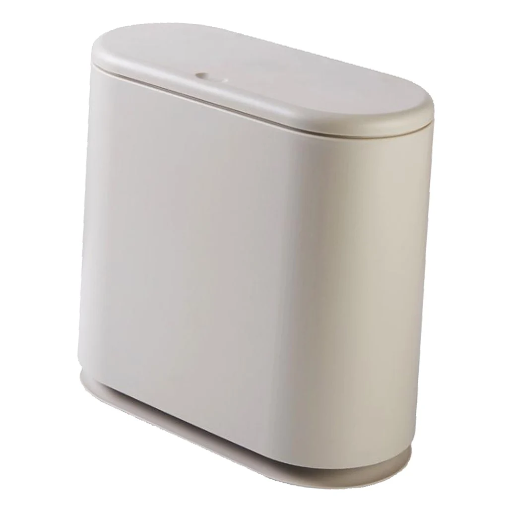 Modern Fashion White Flip Lid Trash Can Double Garbage Bag Holder Waste Bin