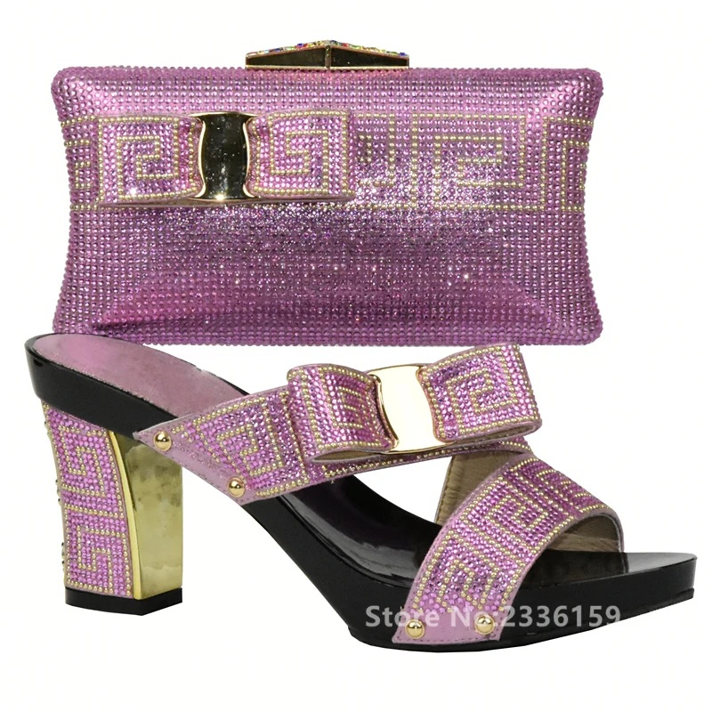 Rosa El Plata Rojo Fiesta La Zapato Conjunto Púrpura Nigeriano Rosado Rhinestone Juego Decorado Las Zapatos 06qTRx