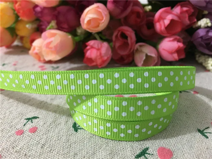 3/8" polka dots printed grosgrain ribbons 10 yards for DIY hairbow