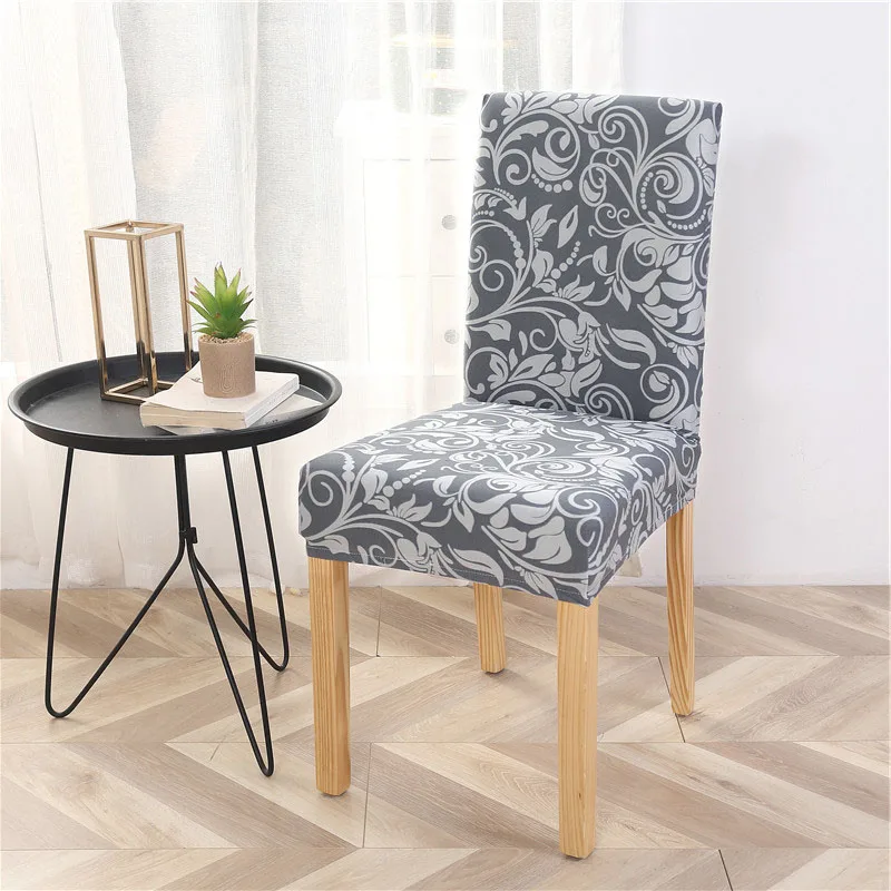 Dining Chair Cover Spandex Universal Printed Kitchen Removable Seat Cover for Banquet Restaurant Party Chair Slipcover 1PC - Цвет: Ash grey