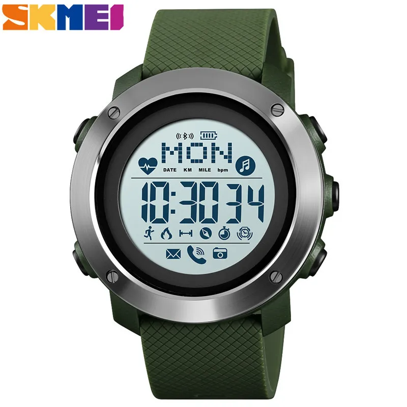 

SKMEI Outdoor Sport Smart Watch Men Bluetooth Heart Rate Fitness Watch Multifunction 5Bar Waterproof Digital Watch reloj hombre