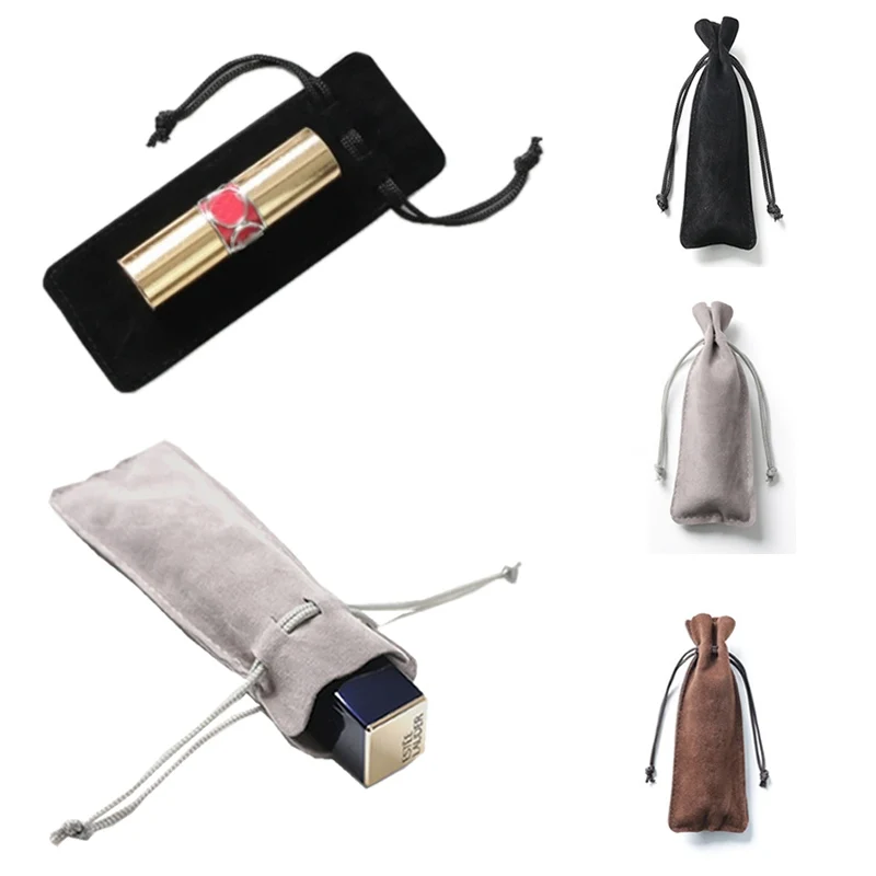 

Solid Color Make Up Travel Makeup Case Women Lipstick Drawstring Cosmetic Bag Organizer Flannel Storage Pouch Toiletry Pouch