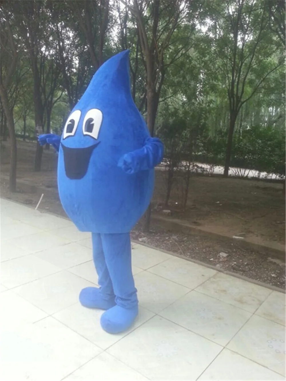 Blue Water Drop Mascot Costume Cartoon Character Birthday Party Fancy