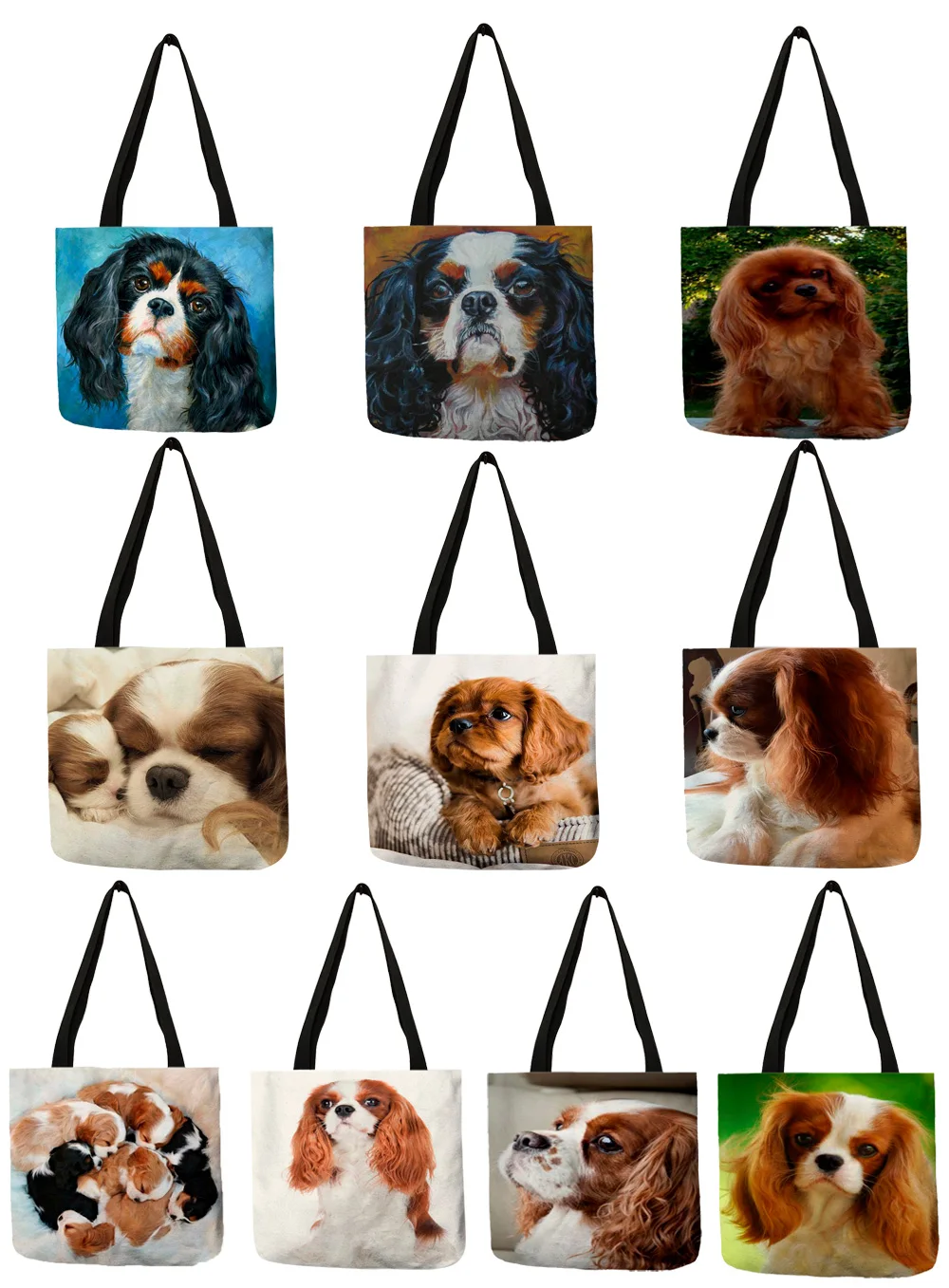 Personalized Casual Shoulder Bag for Women Charles Spaniel Painting Print Handbag Daily  School Travel Shopping Bags Tote