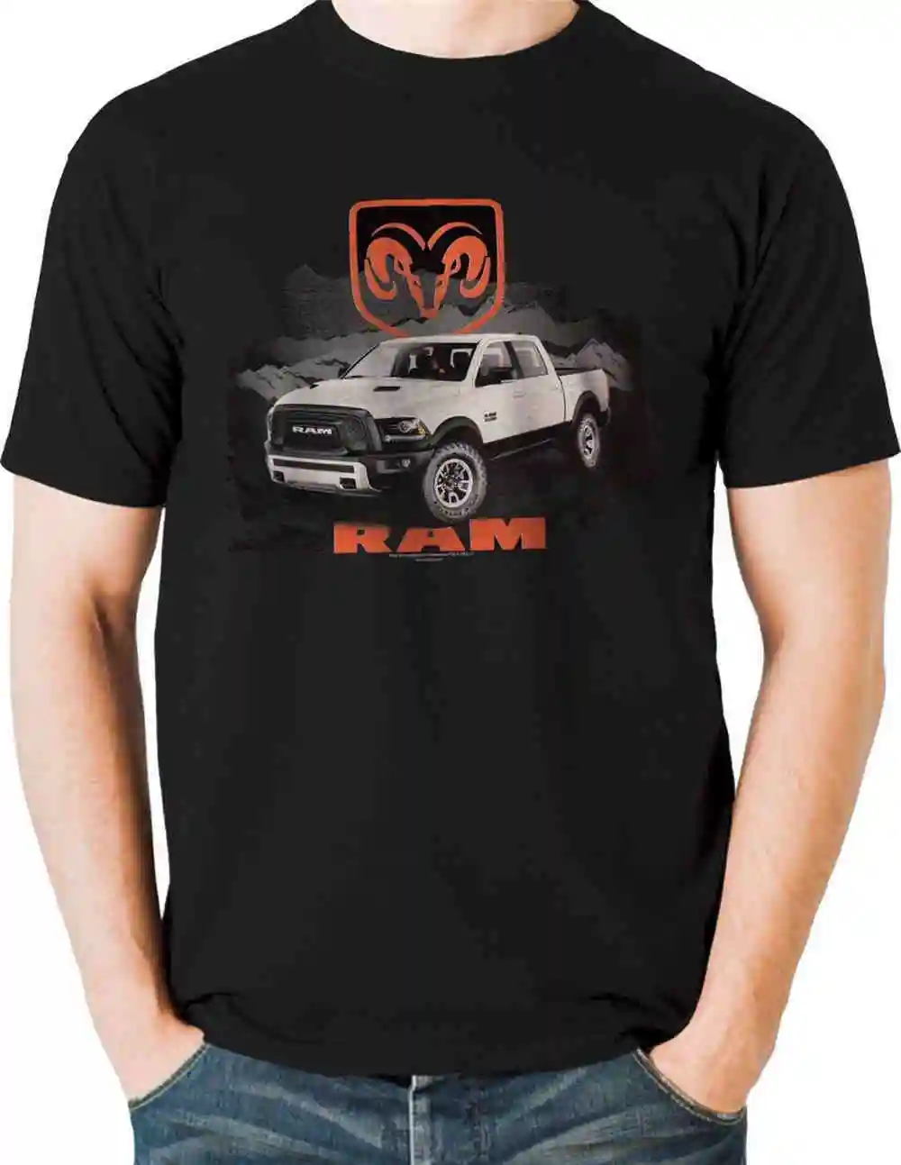 

Dodge Ram T Shirt Rams Head Logo White Hemi Pickup Truck Small to 6XL and Tall
