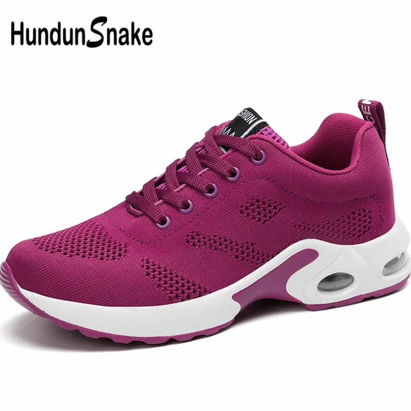 Hundunsnake/летние женские кроссовки для фитнеса; спортивная женская спортивная обувь; женская дышащая обувь для бега; коллекция года; сетчатая фиолетовая B-063 - Цвет: purple