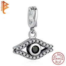 BELAWANG Европейский 925 пробы серебряный черный дьявольский глаз CZ Подвески Подходит для брендовых браслетов кулон для женщин DIY Хорошее ювелирное изделие