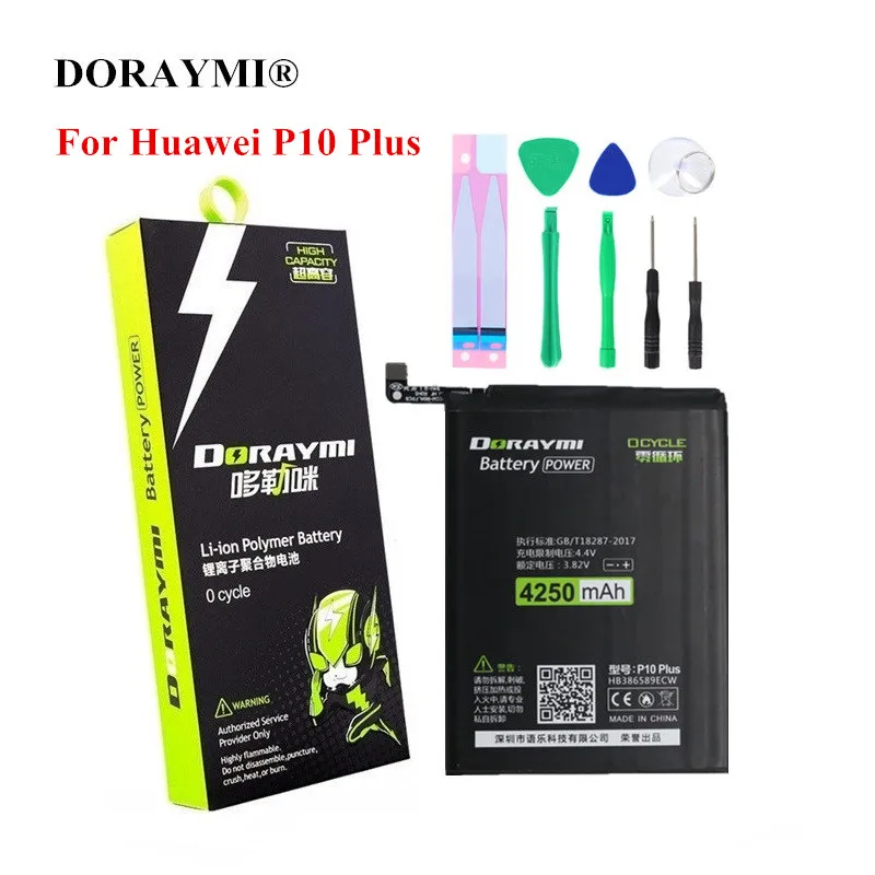 

DORAYMI 4250mAh HB386589ECW Battery for Huawei P10 Plus Cell Phone Replacement Batteries Li-ion Polymer Bateria
