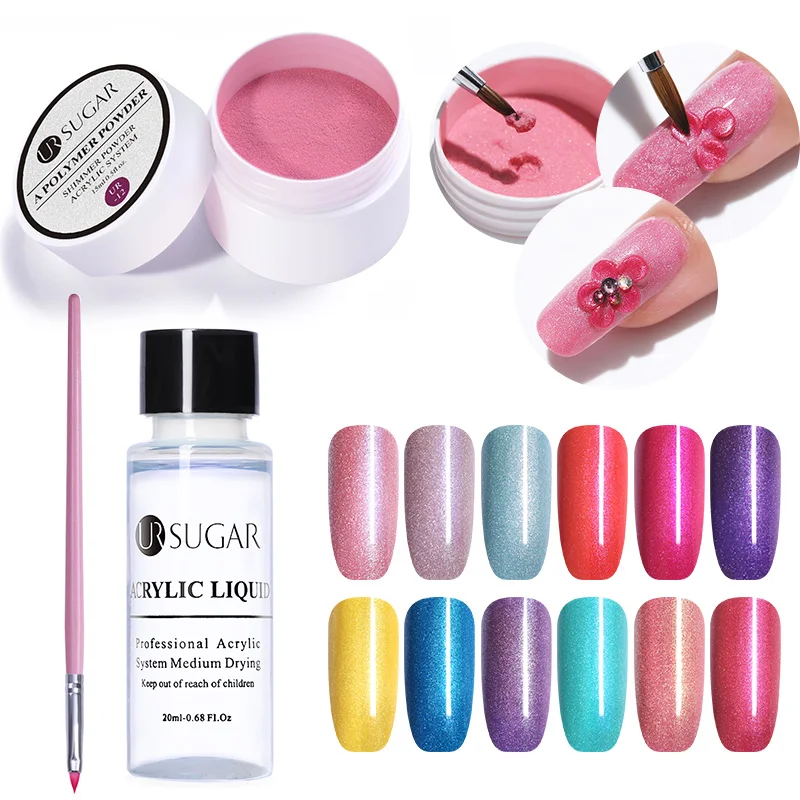 

UR SUGAR 5pcs/set Acrylic Powder Poly UV Gel Crystal Nail Polymer Builder False Tips Kits Manicure Need UV Lamp Nail Art Brush