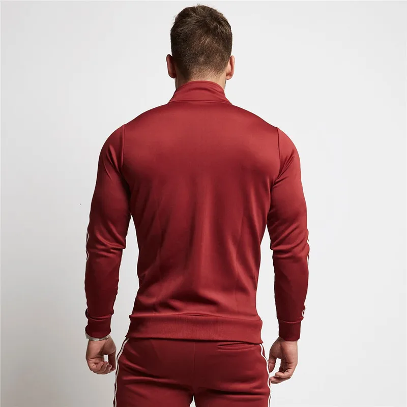 2019  Spring and fall new cotton men's black leisure Gyms sports outdoor running training zipper suit stand collar