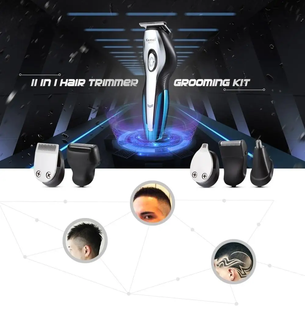 Kemei KM-5031, 11 в 1, профессиональный электрический триммер для стрижки волос, стрижка, бритва для бороды, бритва, инструменты для укладки, перезаряжаемая машинка для стрижки