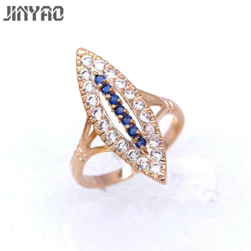 JINYAO, высокое качество, модное, AAA, кубический циркон, открывающееся кольцо для женщин, цвет шампанского, золото, обручальное кольцо, ювелирное изделие