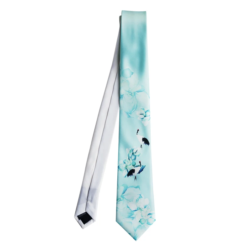 Anime bow tie necktie men and women small fresh mint green printing tie jasmine crane literary youth retro national gravatas