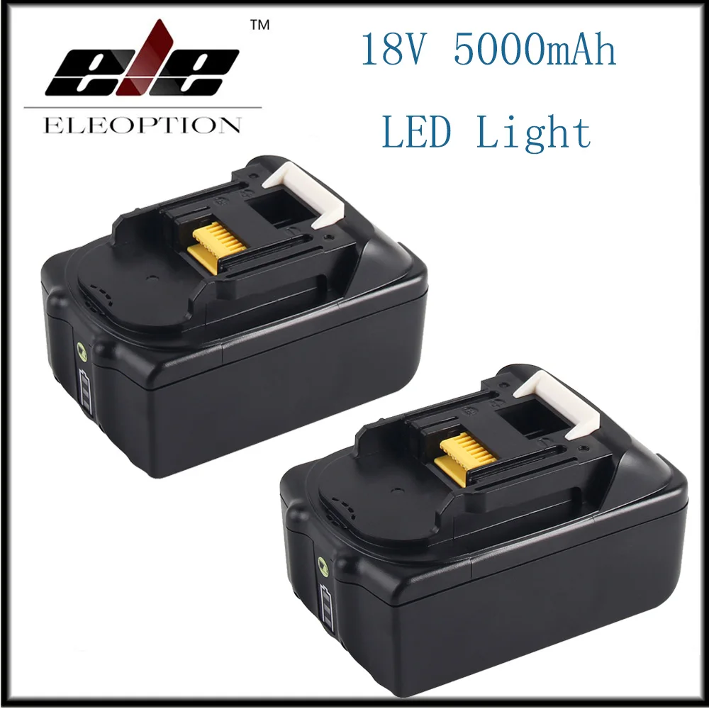 

2x18V 5000mAh Li ion Power tools Replacement battery For Makita BL1815 BL1850 BL1840 BL1830 Rechargeable batteria with LED Light