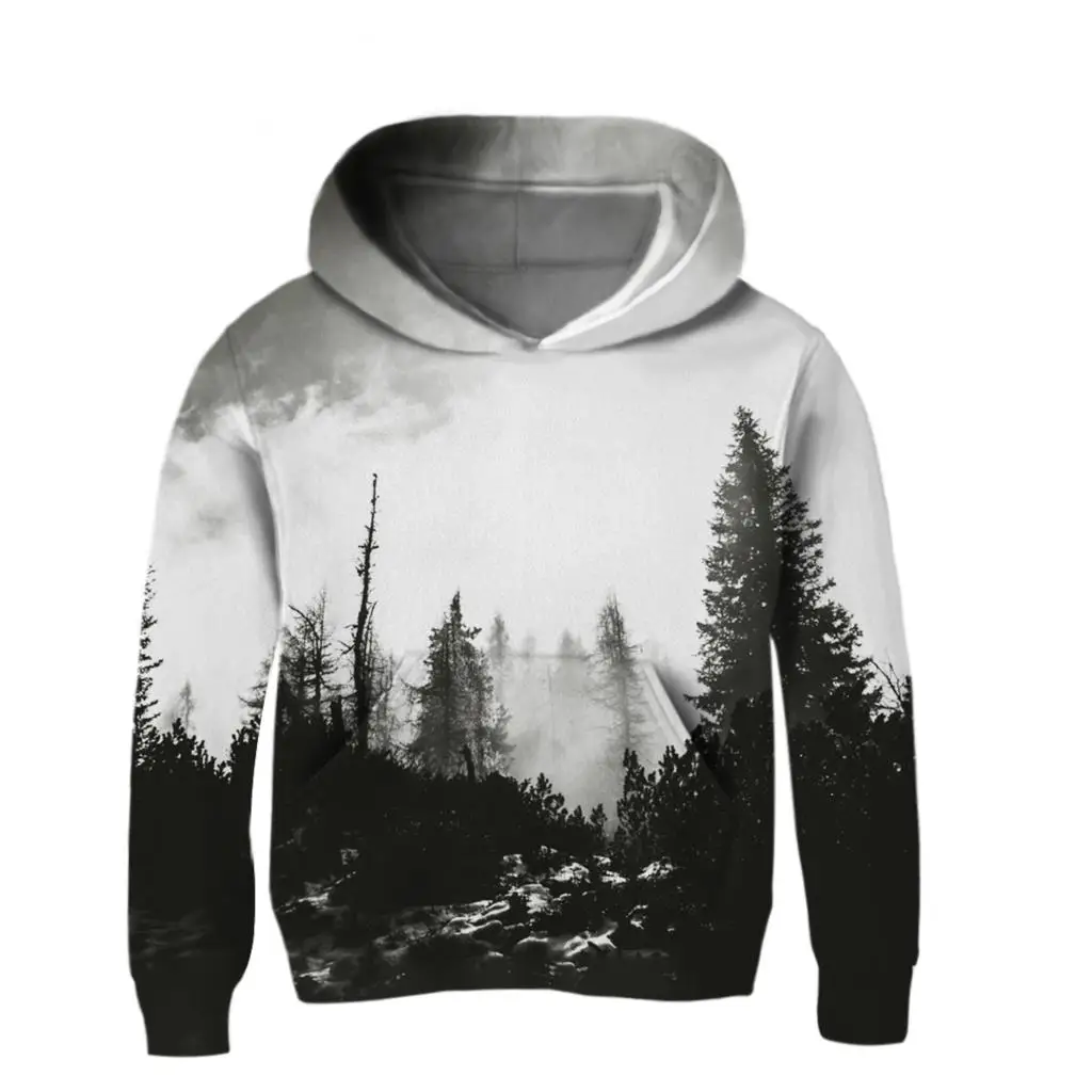 Foggy Forest/3D толстовки Одинаковая одежда для семьи топы папы мамы сына и дочки