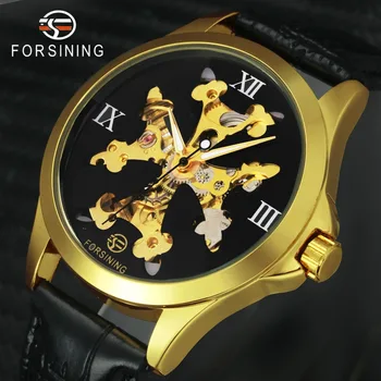

Top Brand Luxury Women Watches FORSINING 2018 Golden Auto Mechanical Wrist Watch Roman Numerals Skeleton Dial Ladies Wristwatch