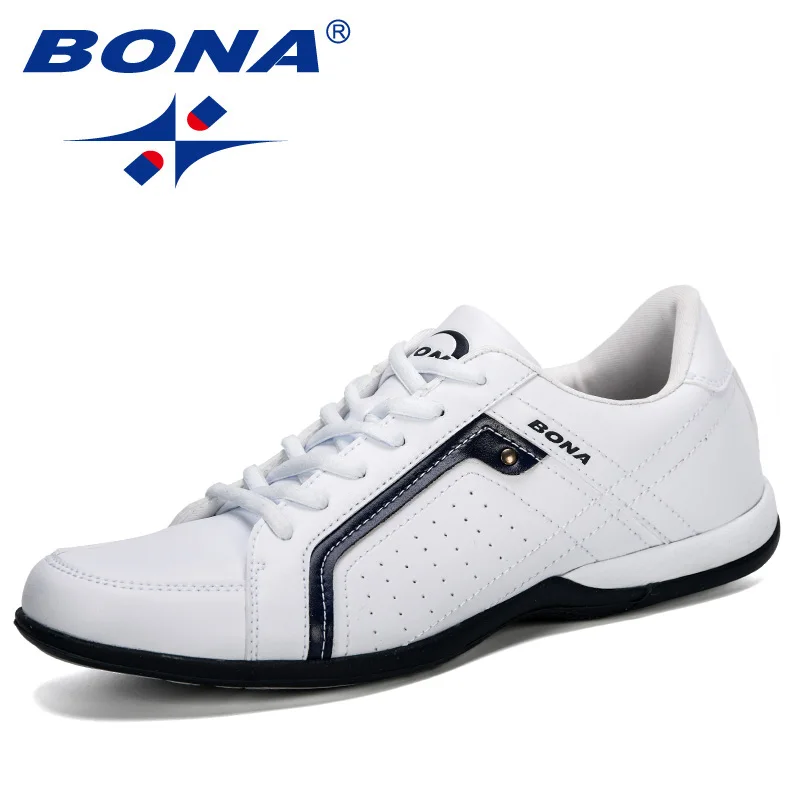 BONA Men Flats Microfiber Lacing Shoes Breathable Men Casual Shoes Fashion Sneaker Men Loafers Outdoor Man Leisure Footwear