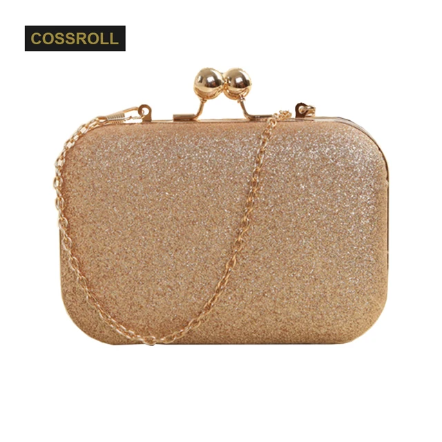 fashion rose gold women wedding handbags bridal golden clutches new