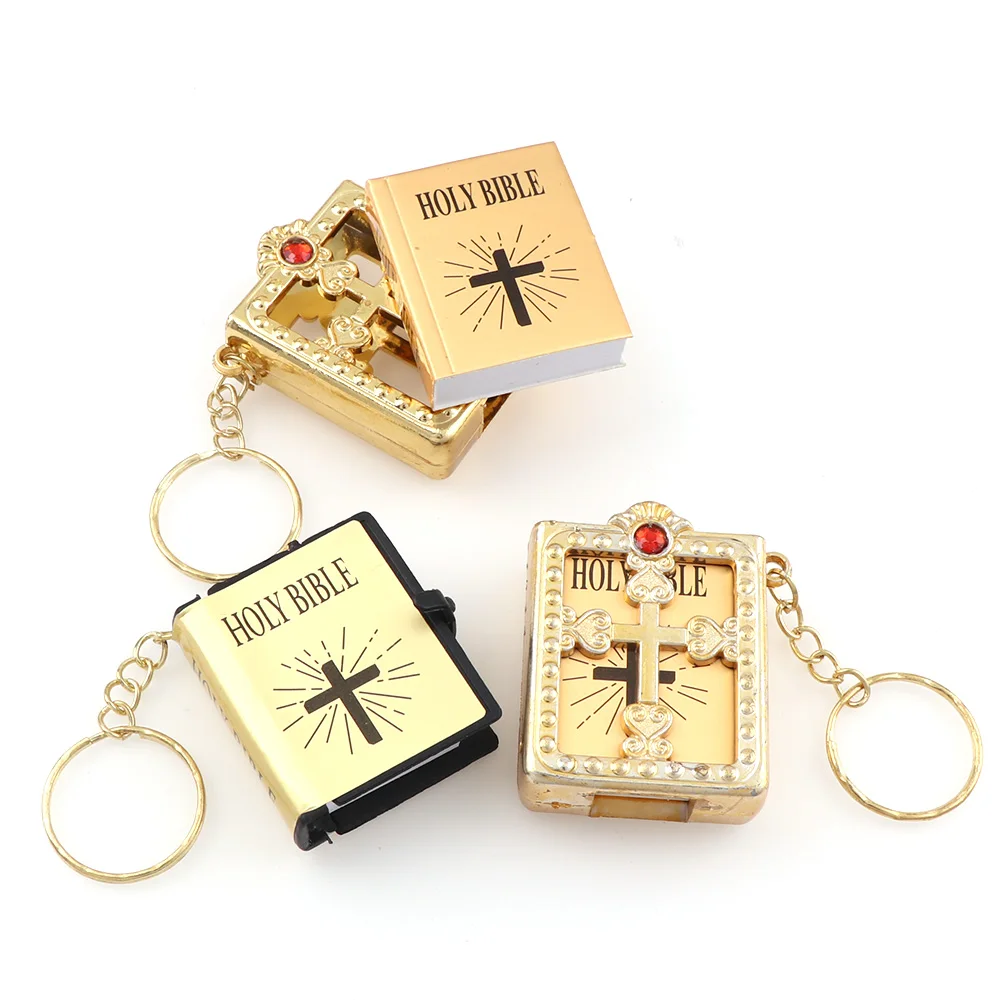 

1pc English Version Mini Religious Christian HOLY Bible Keychain Key Chain Key Ring Key Holder Women Bag Charm Gift Souvenirs