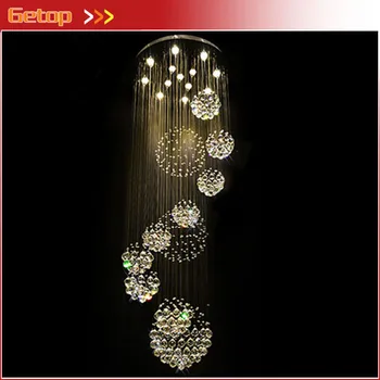 

Best Price Modern K9 Crystal Chandelier Large Hotel Chandelier LED Staircase Light lustre crystal ball design 100% guarantee