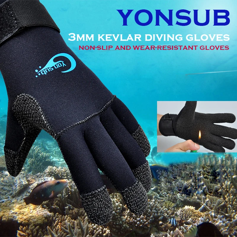 Перчатки для подводной охоты YONSUB Scuba перчатки с регулируемой застежкой липучкой 3